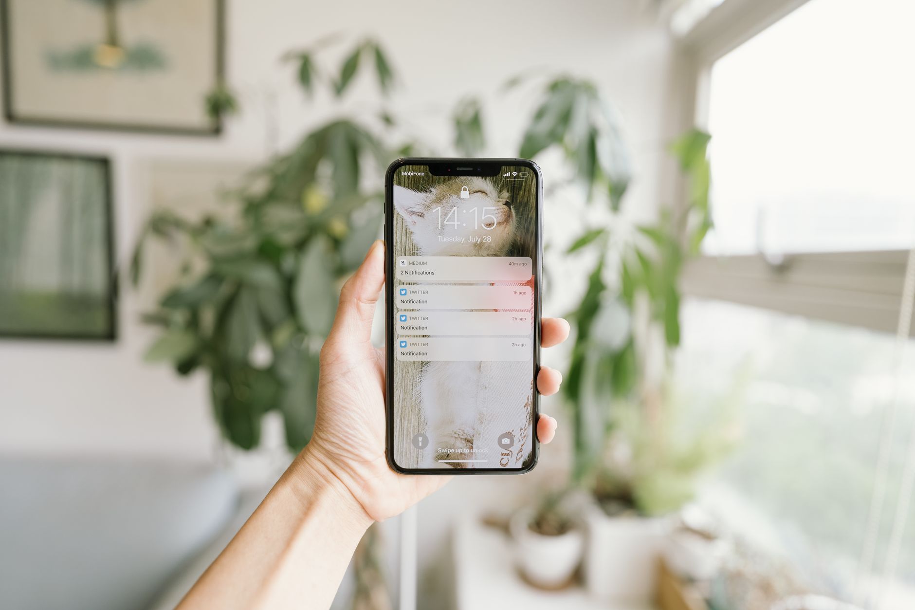 Woman looking suspiciously at mobile phone screen